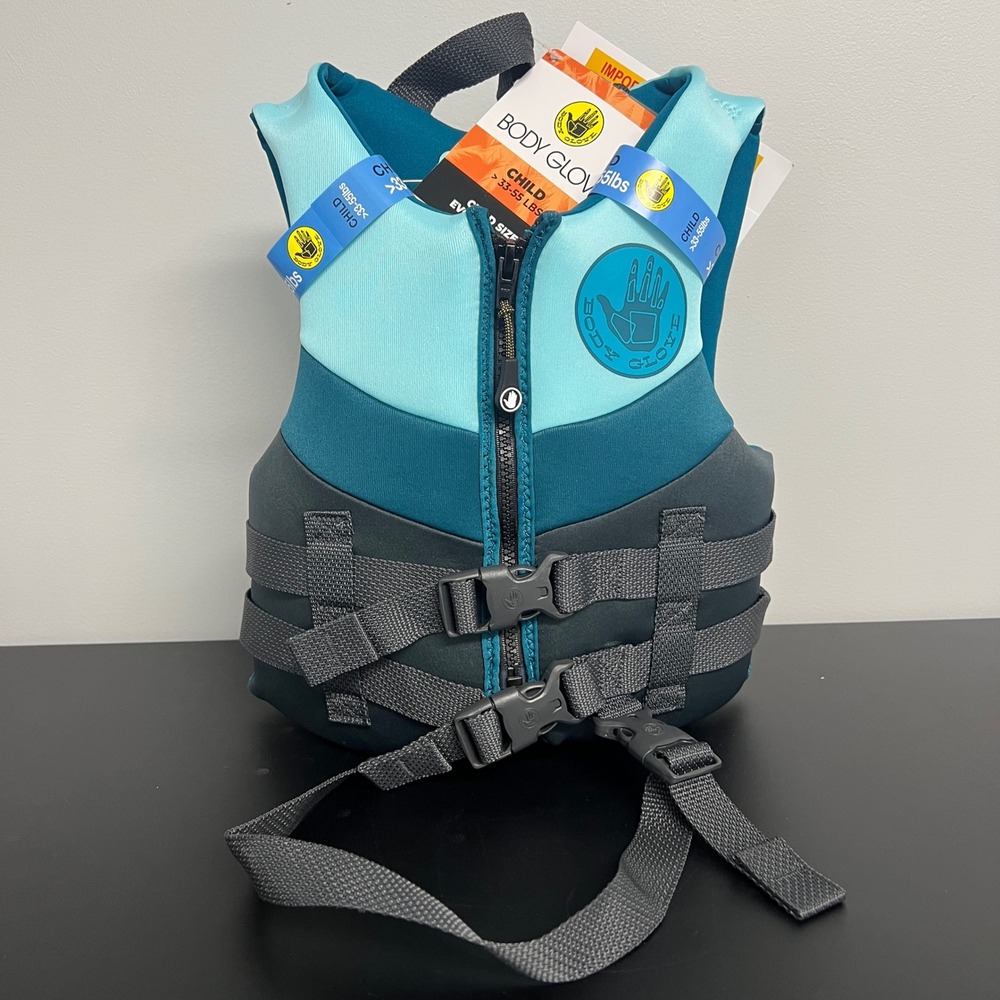 Body Glove Child Evoprene PFD Life Vest Teal Grey 33-55 lbs NWT